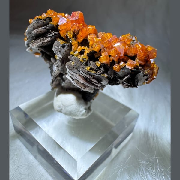 Orange-Red Vanadinite on Matrix Morocco 4.6 cm — detail view