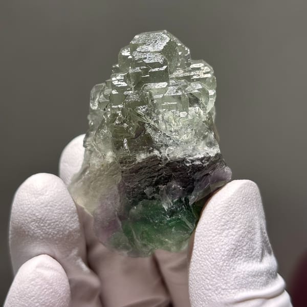 Stepped tricolor fluorite 5.0 cm — alternate view