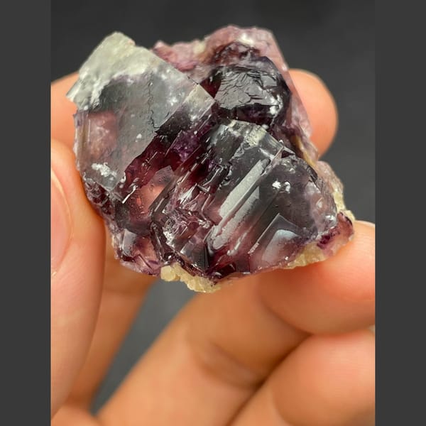 Smoky purple fluorite from Yindu — detail view