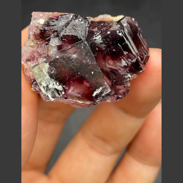 Smoky purple fluorite from Yindu — detail view