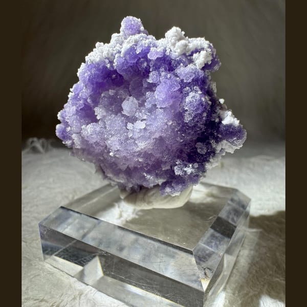 Purple Creedite Cluster with White 4.0 cm — complete view