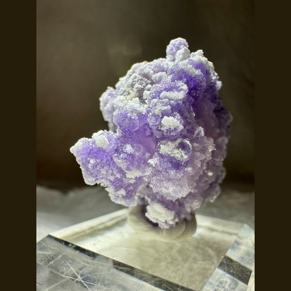Purple Creedite Cluster with White 4.0 cm — detail view