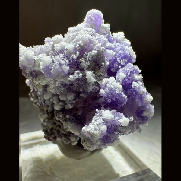 Purple Creedite Cluster with White 4.0 cm — detail view