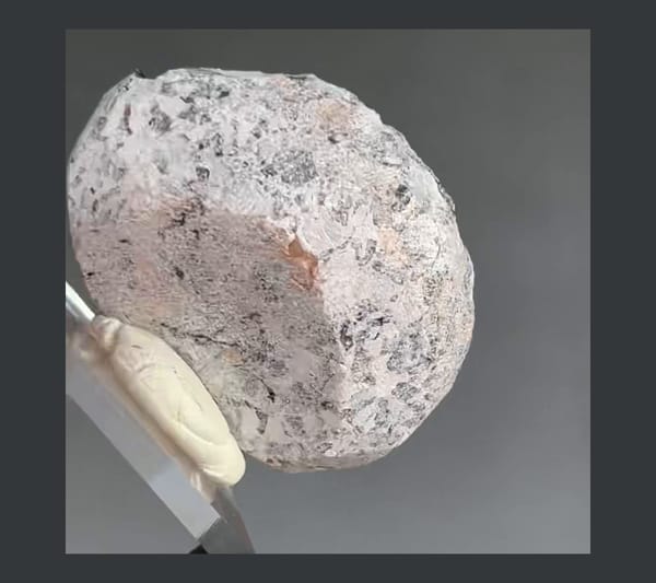 Complete pale matrix reverse of the exact Tongbei spessartine mineral specimen