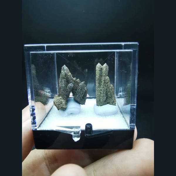 Two dark grey quartz clusters from Inner Mongolia — alternate view