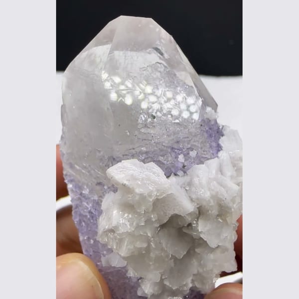 Quartz with Purple Fluorite and Dolomite Yaogangxian 5.9 cm — detail view