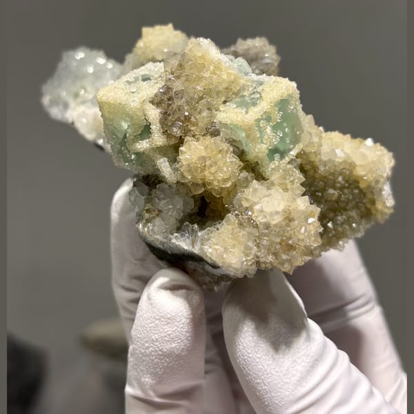 Sugar Fluorite with Quartz Fujian 9.3 cm — alternate view
