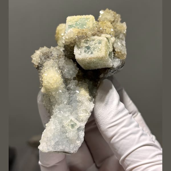Sugar Fluorite with Quartz Fujian 9.3 cm — alternate view