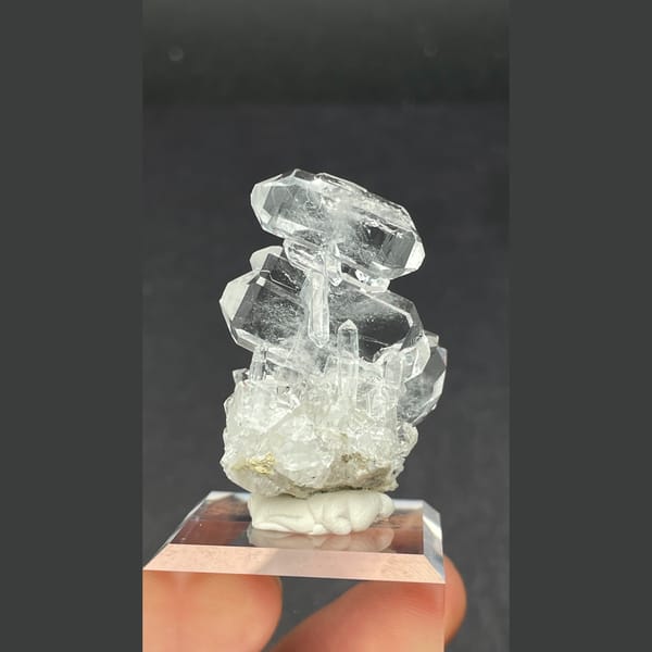 Clear stacked double-terminated quartz crystal from Pakistan — complete view