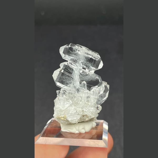 Clear stacked double-terminated quartz crystal from Pakistan — alternate view