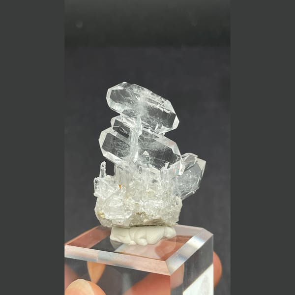 Clear stacked double-terminated quartz crystal from Pakistan — alternate view