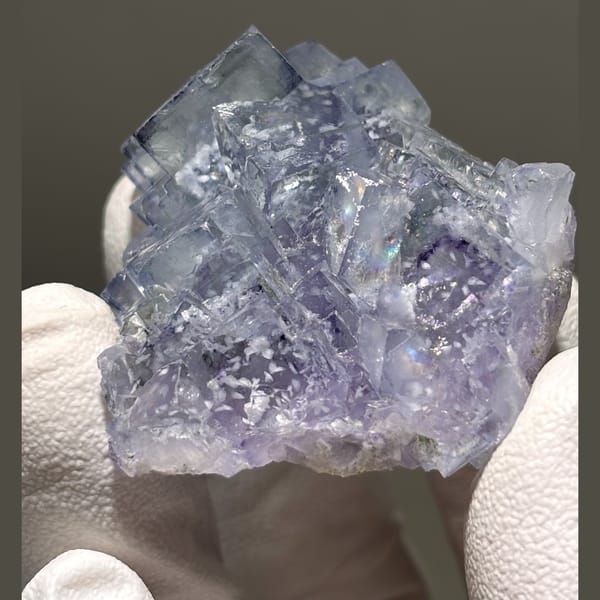 Fluorite with White Calcite Yaogangxian 4.5 cm — detail view
