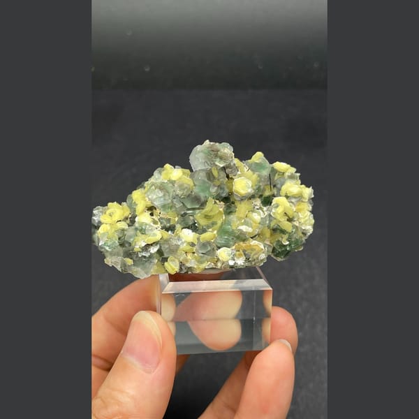 Yellow-green fluorite with quartz and mica from Namibia — complete view