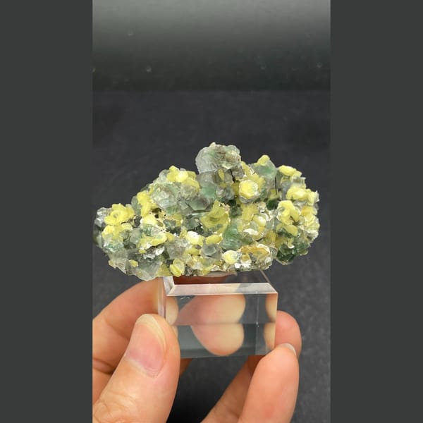 Yellow-green fluorite with quartz and mica from Namibia — alternate view