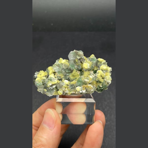 Yellow-green fluorite with quartz and mica from Namibia — alternate view