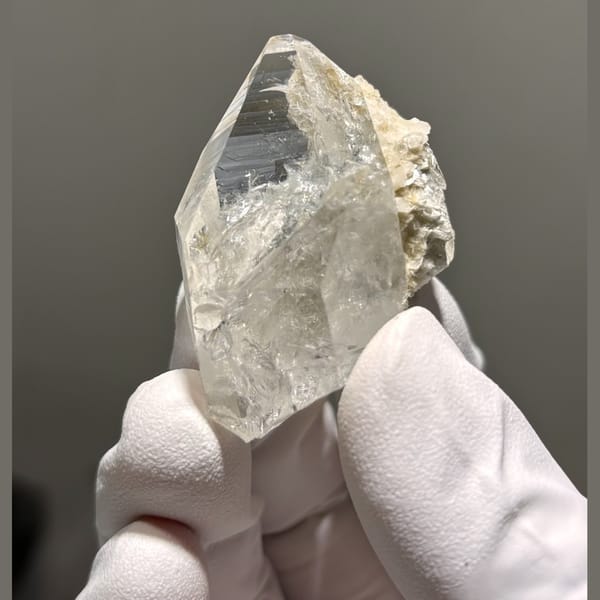 Quartz with Mica and Calcite Xuebaoding 4.3 cm — complete view