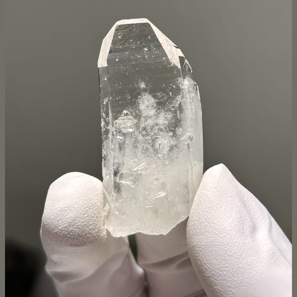 Clear Quartz Point with Inclusions Xuebaoding 4.3 cm — alternate view