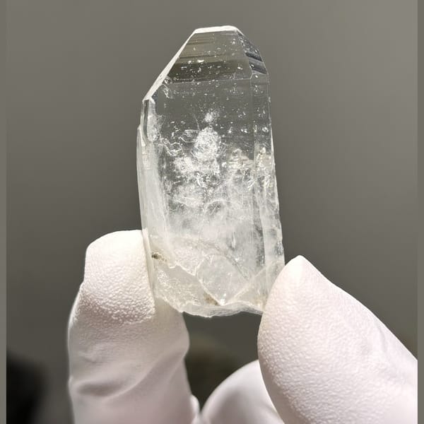 Clear Quartz Point with Inclusions Xuebaoding 4.3 cm — alternate view