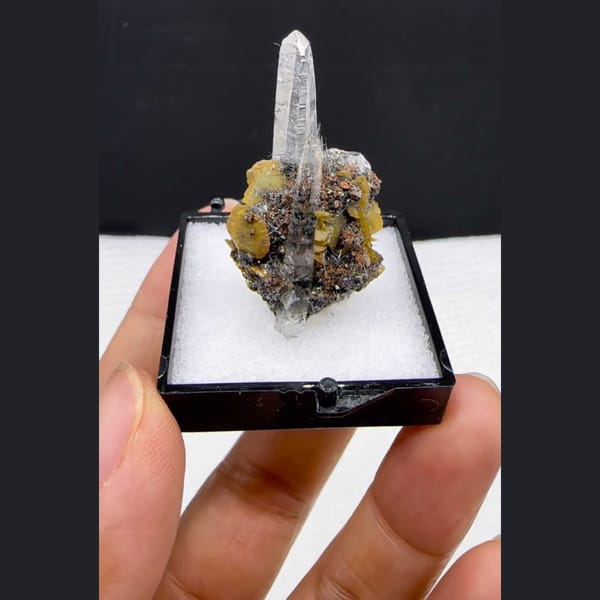 Quartz with Siderite and Sphalerite Yaogangxian 3.3 cm — complete view