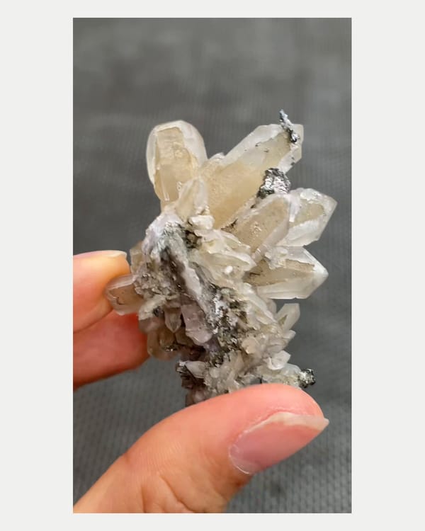 Complete reverse view of quartz with metallic lollingite