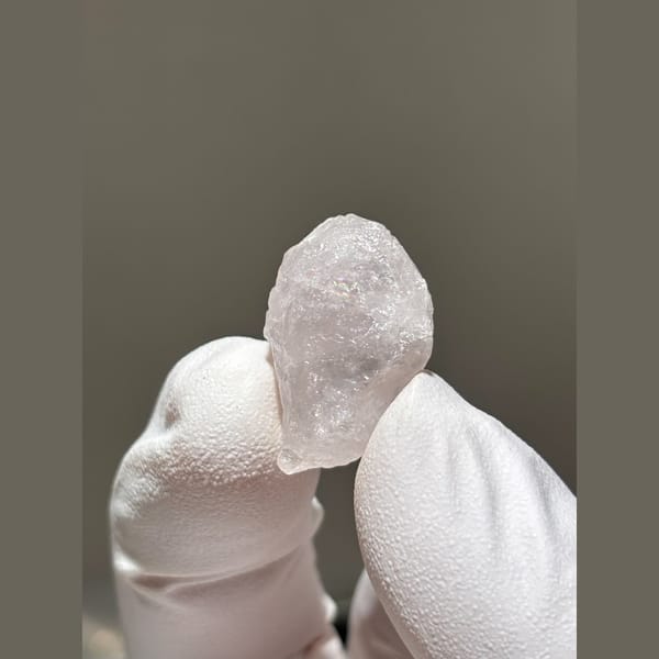 Small pale pink apatite crystal from Xuebaoding — alternate view