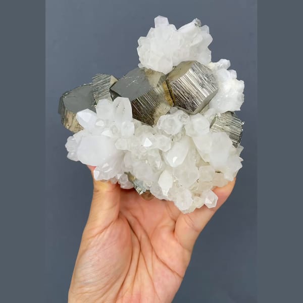 Pyrite with quartz from Yunnan — complete view