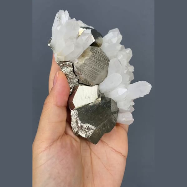 Pyrite with quartz from Yunnan — detail view
