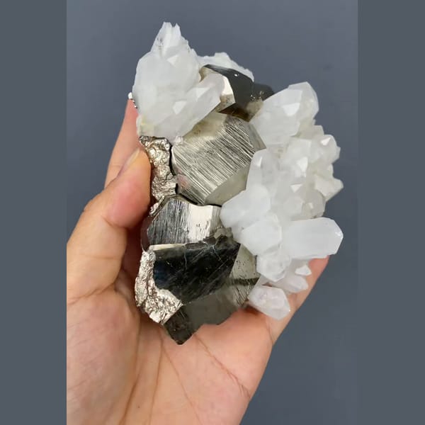 Pyrite with quartz from Yunnan — detail view