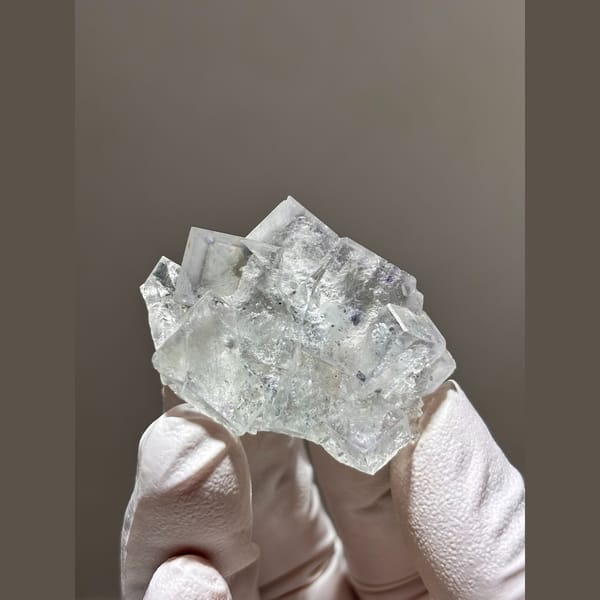 Transparent bright fluorite cluster from Yaogangxian — complete view