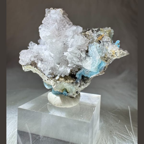 Blue Gibbsite with Creedite 4.0 cm — alternate view