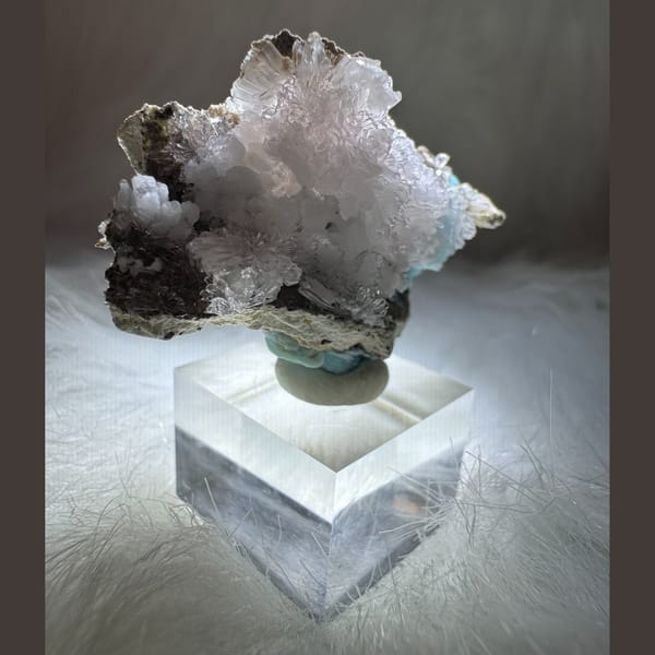Blue Gibbsite with Creedite 4.0 cm — alternate view