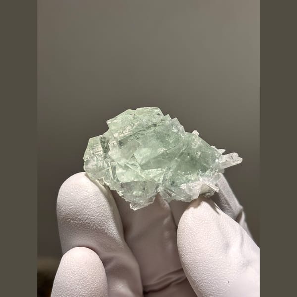Pale green tabular fluorite with quartz from Zhejiang — complete view