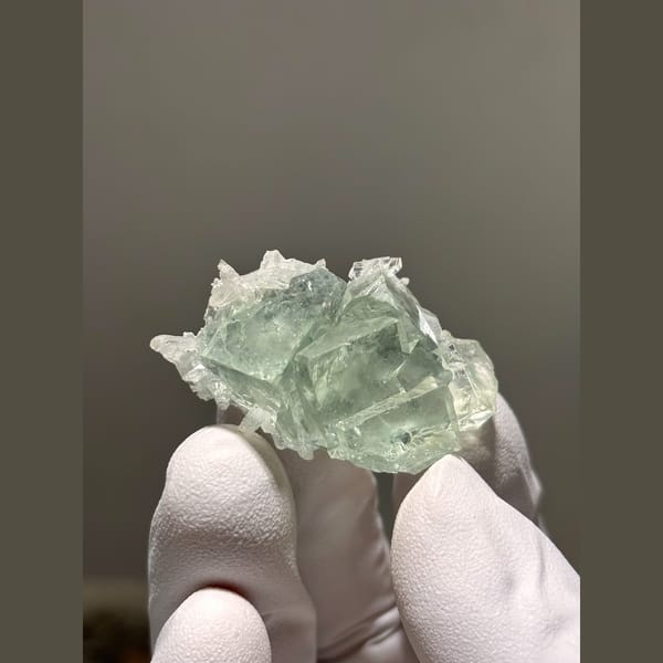 Pale green tabular fluorite with quartz from Zhejiang — alternate view
