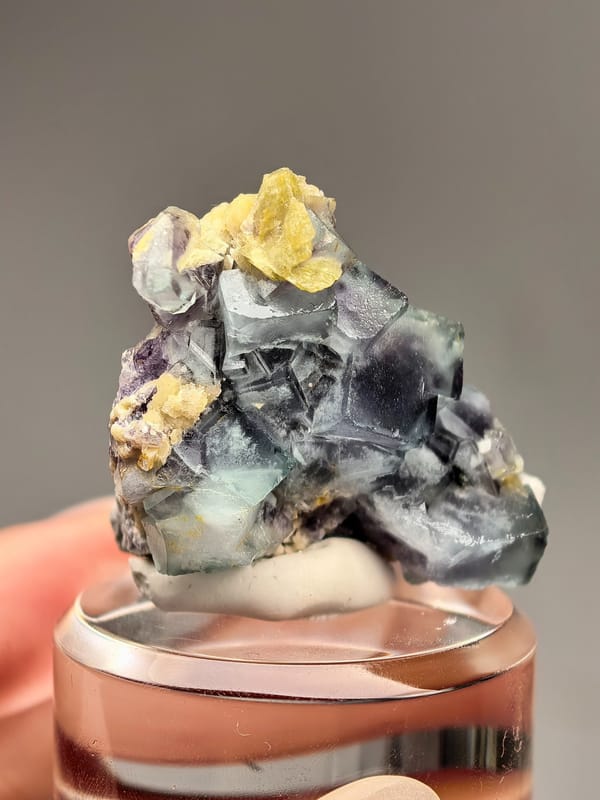Green and Purple Fluorite with Siderite — Yindu — individual mineral specimen view 1