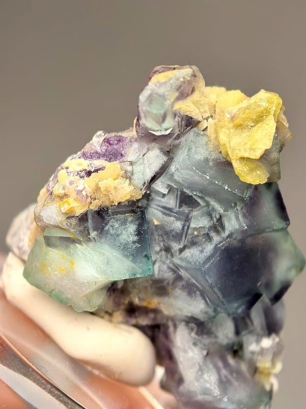 Green and Purple Fluorite with Siderite — Yindu — individual mineral specimen view 2
