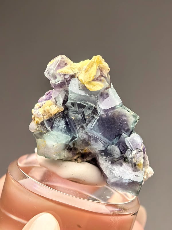 Green and Purple Fluorite with Siderite — Yindu — mineral specimen view 3