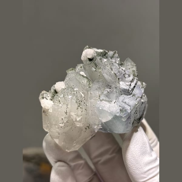Pale blue fluorite with quartz and calcite from Yaogangxian — alternate view