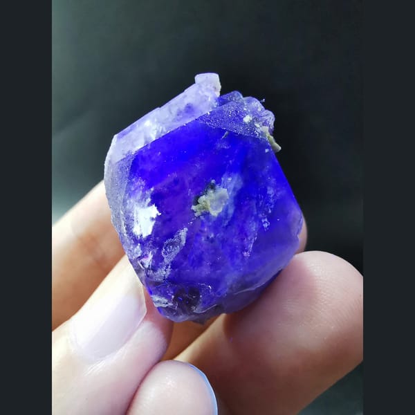 Clear blue-purple fluorite crystal — alternate view