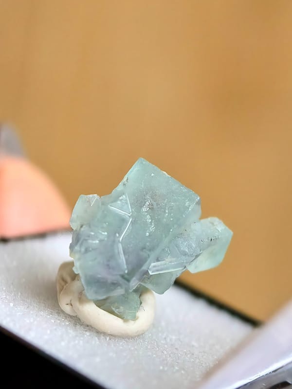 Pale Blue Rectangular Fluorite Cluster — Yindu — individual mineral specimen view 2