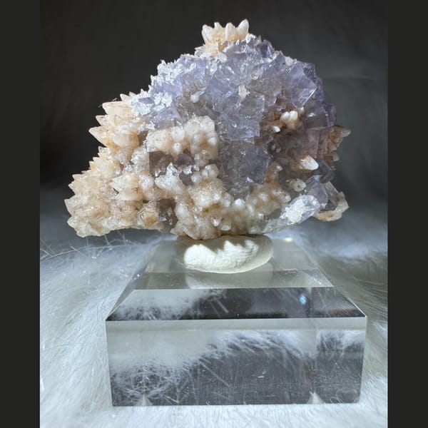 Lavender Fluorite with Calcite 4.5 cm — alternate view