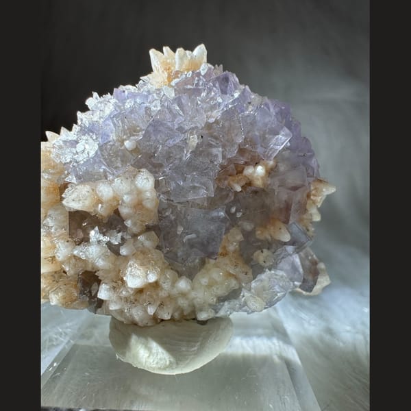 Lavender Fluorite with Calcite 4.5 cm — alternate view