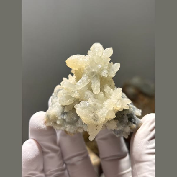 Cluster of creamy quartz with sparkling sugary faces from Guizhou — alternate view