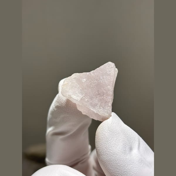 Translucent pale pink apatite crystal from Xuebaoding, Sichuan — alternate view