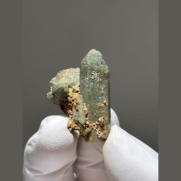 Small green included quartz crystal from Tibet — complete view