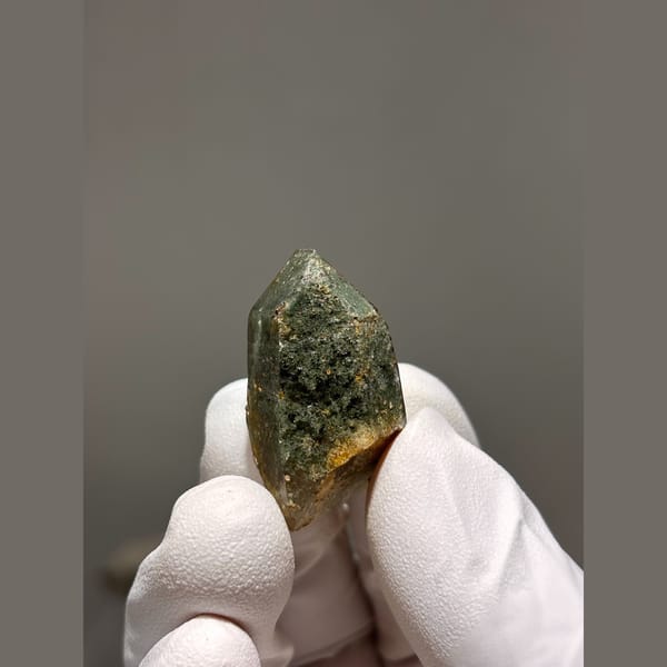 Small green chlorite included quartz from Tibet — alternate view