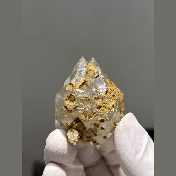 Complete etched double-terminated quartz from Yunnan — complete view