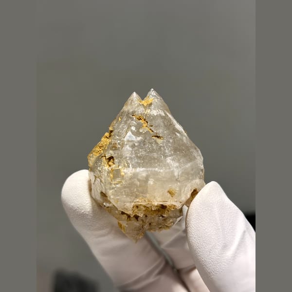 Complete etched double-terminated quartz from Yunnan — alternate view