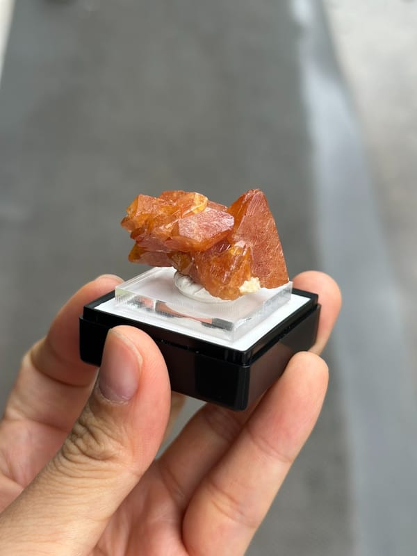 Orange Scheelite Crystal Group from Shuijing, Sichuan — full specimen view 2 of 3