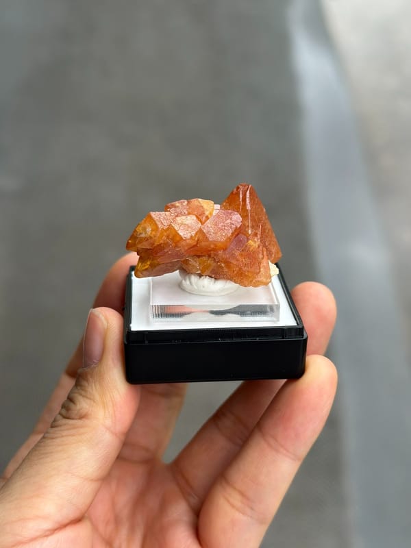 Orange Scheelite Crystal Group from Shuijing, Sichuan — full specimen view 3 of 3