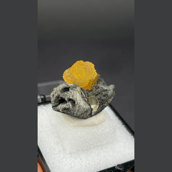 Small amber-brown calcite crystal from Vietnam — alternate view